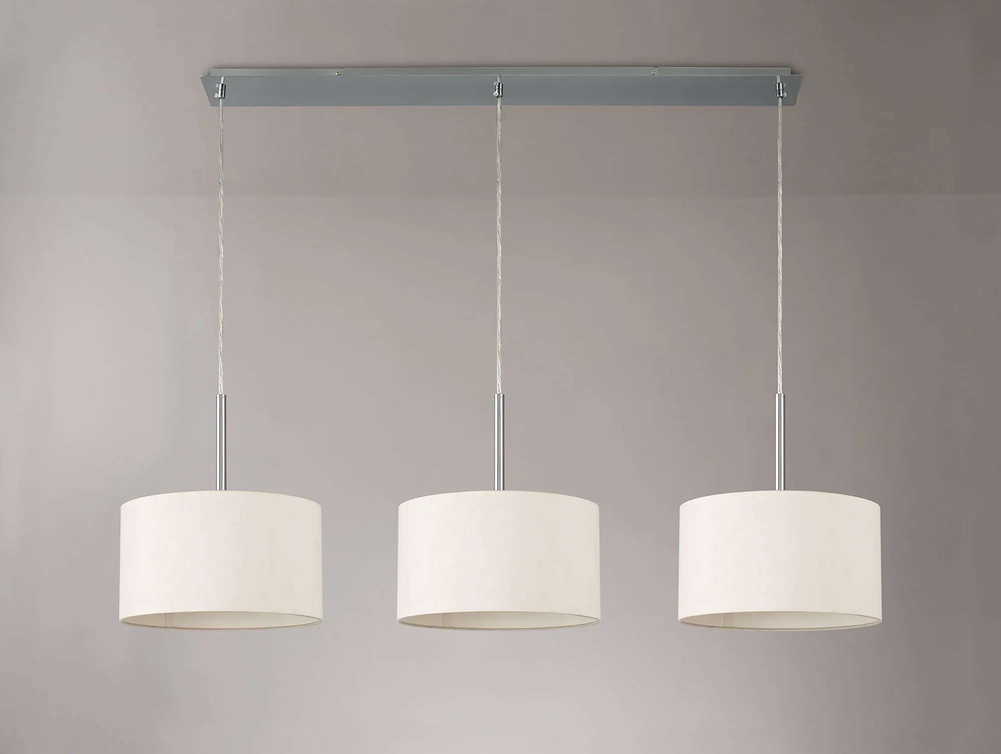 Baymont 30cm Shade 3 Light Pendant Polished Chrome, Nude Beige/Moonlight DK0554  Deco Baymont CH NU